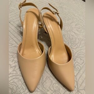 Cynthia Rowley Cream Slingback Heels with Adjustable Strap
